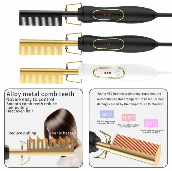 Peigne Chauffant Lissant Edelyna Beauty – Lissage Rapide & Résultat Professionnel