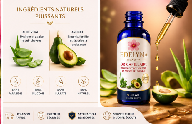 Huile Capillaire Nourrissante & Fortifiante – Edelyna Beauty | 60 ml